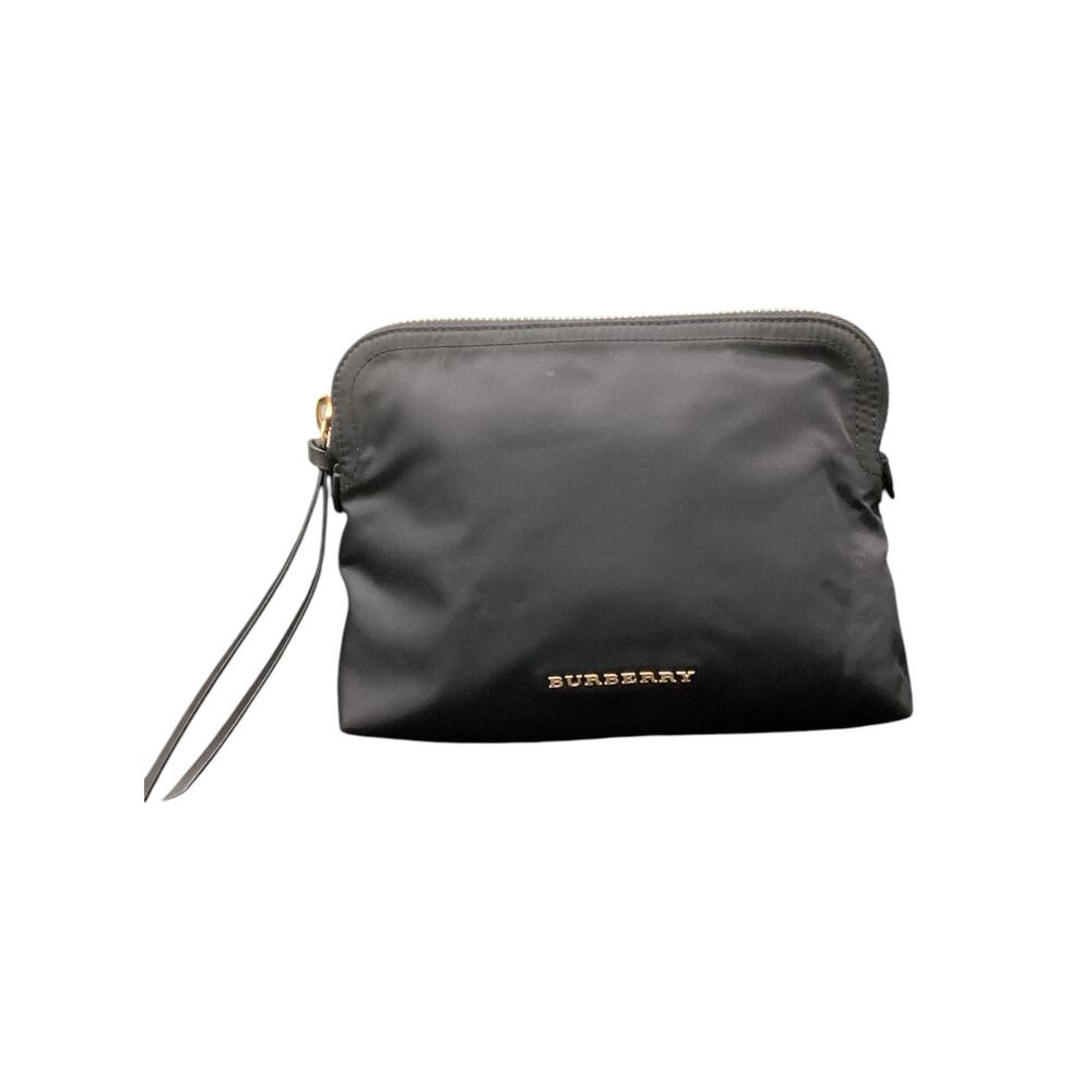 Burberry Nylon Black Make Up Bag With Gold Tone Zipper